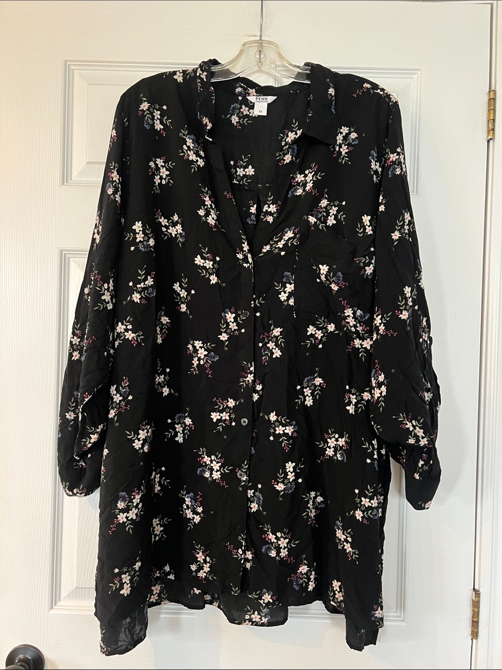 Penningtons Black Floral Button-Up Tunic